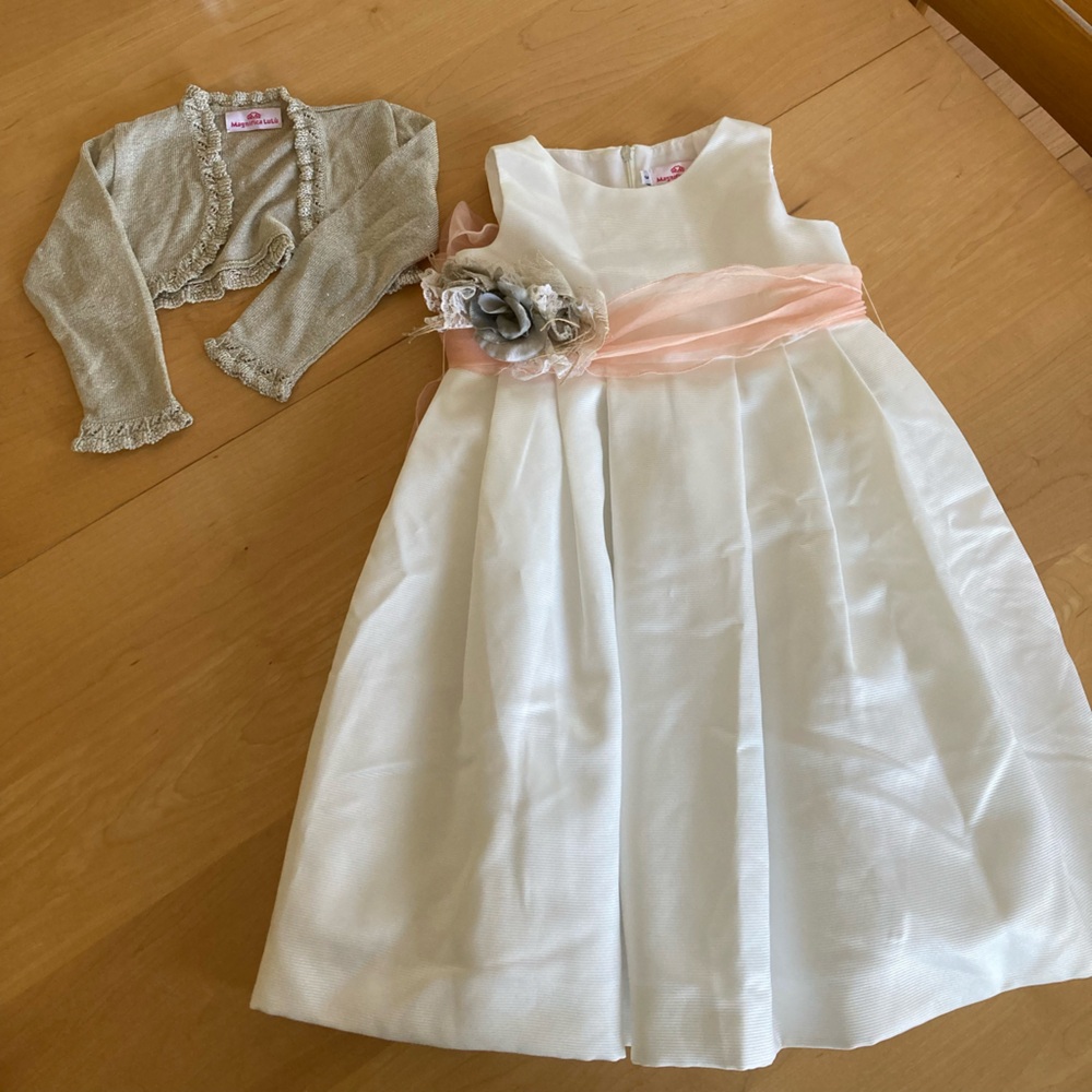 Adorable set of occasion dress and cardigan  girl size 3 ( Made in Spain)